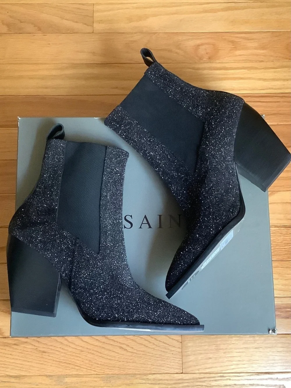 AllSaints Ria Sparkle Bootie Black SZ EU 40/US 9.5